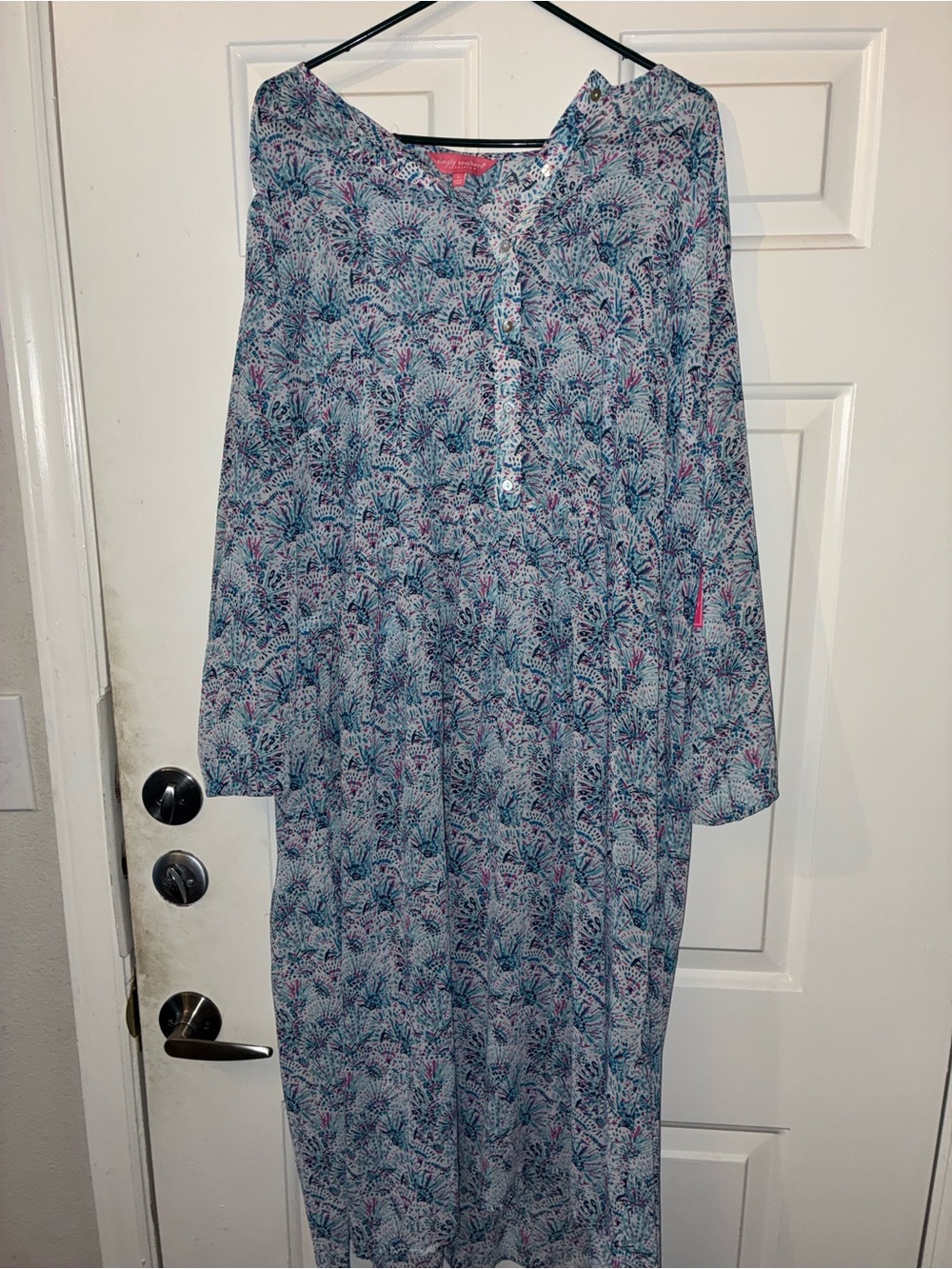 Simply Southern Blue Floral Button-Front Casual Dress